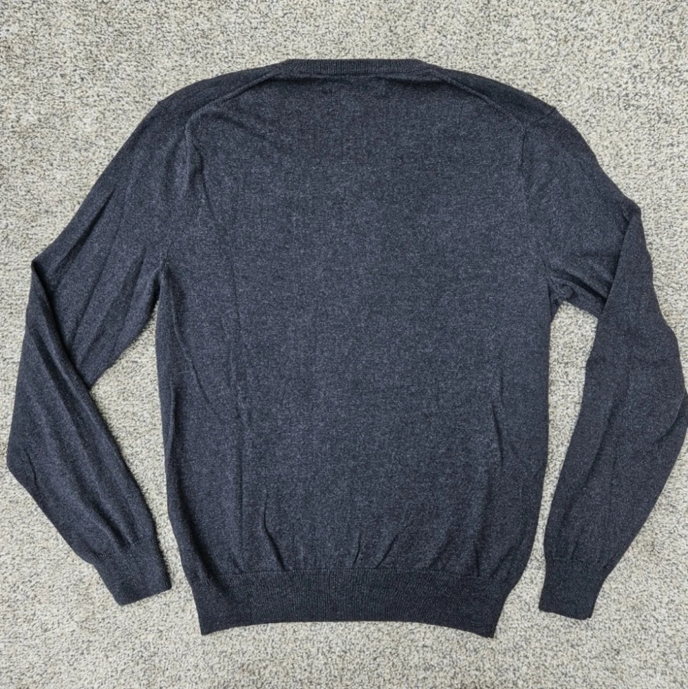 J Crew Cashmere Cotton Sweater Charcoal Gray V Neck Slim Fit Mens Size Medium